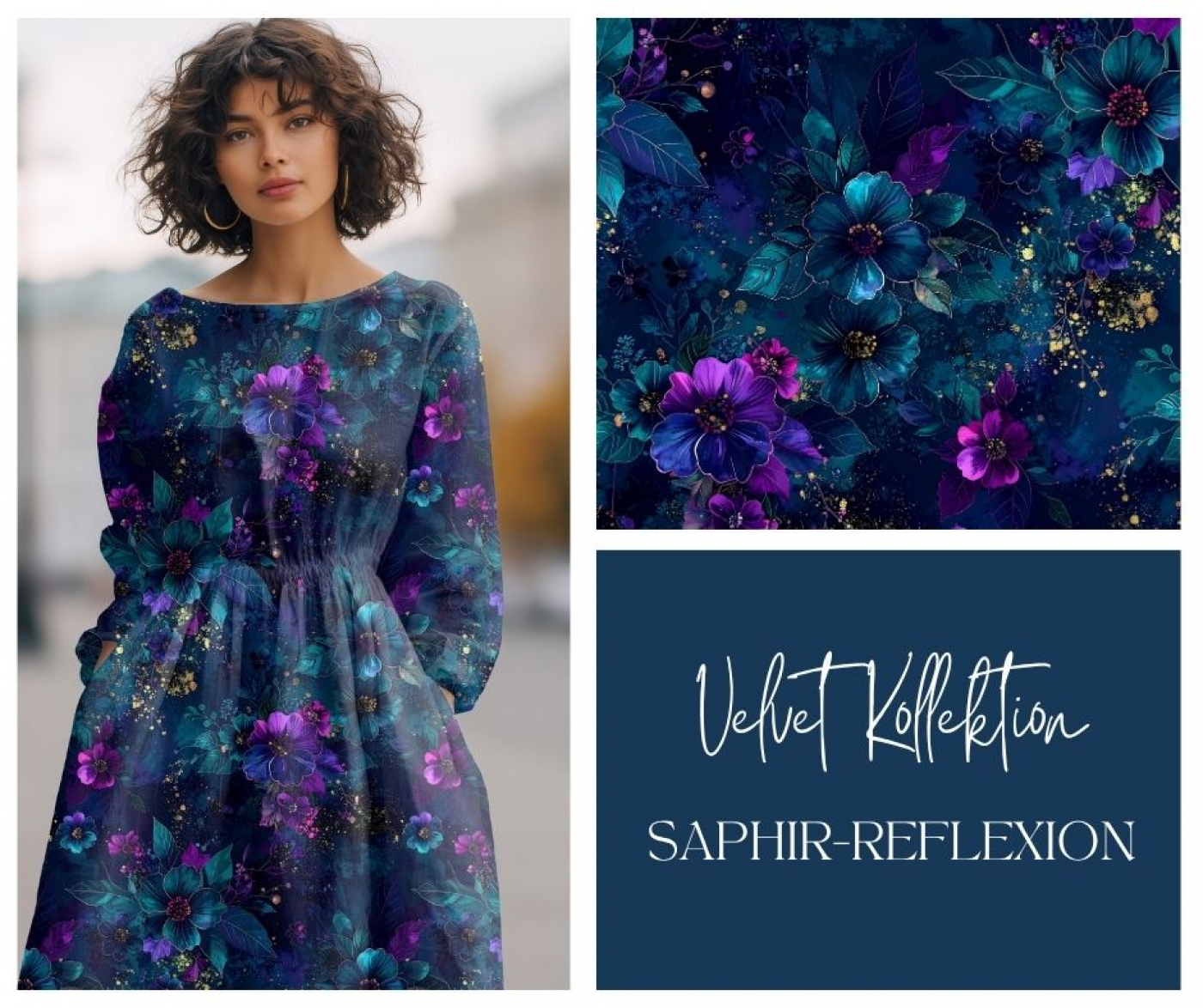 Velvet-Kollektion: Saphir-Reflexion I Kuschelsweat mit Überbreite